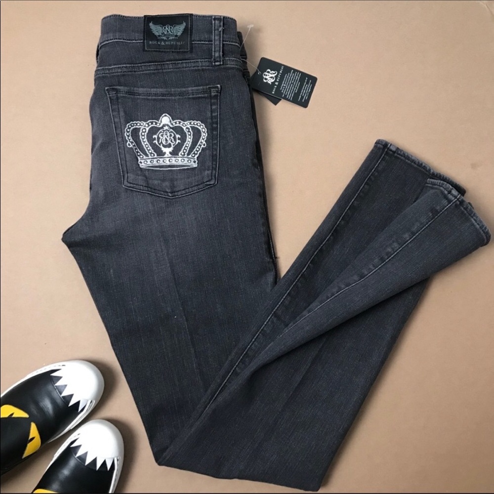 NWT Rock & Republic Berlin Skinny Jeans Rhinestone
